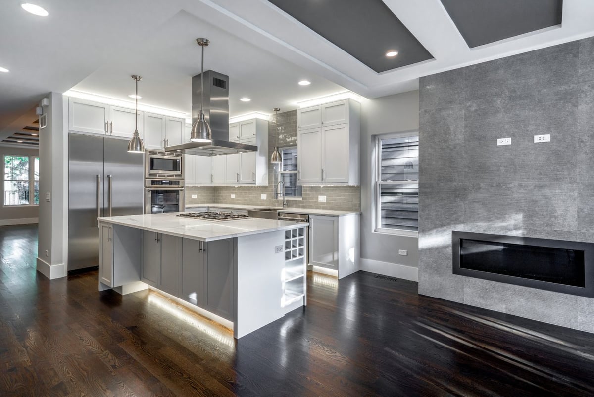 monochromatic steel looking kitchen remodel in naperville chicago